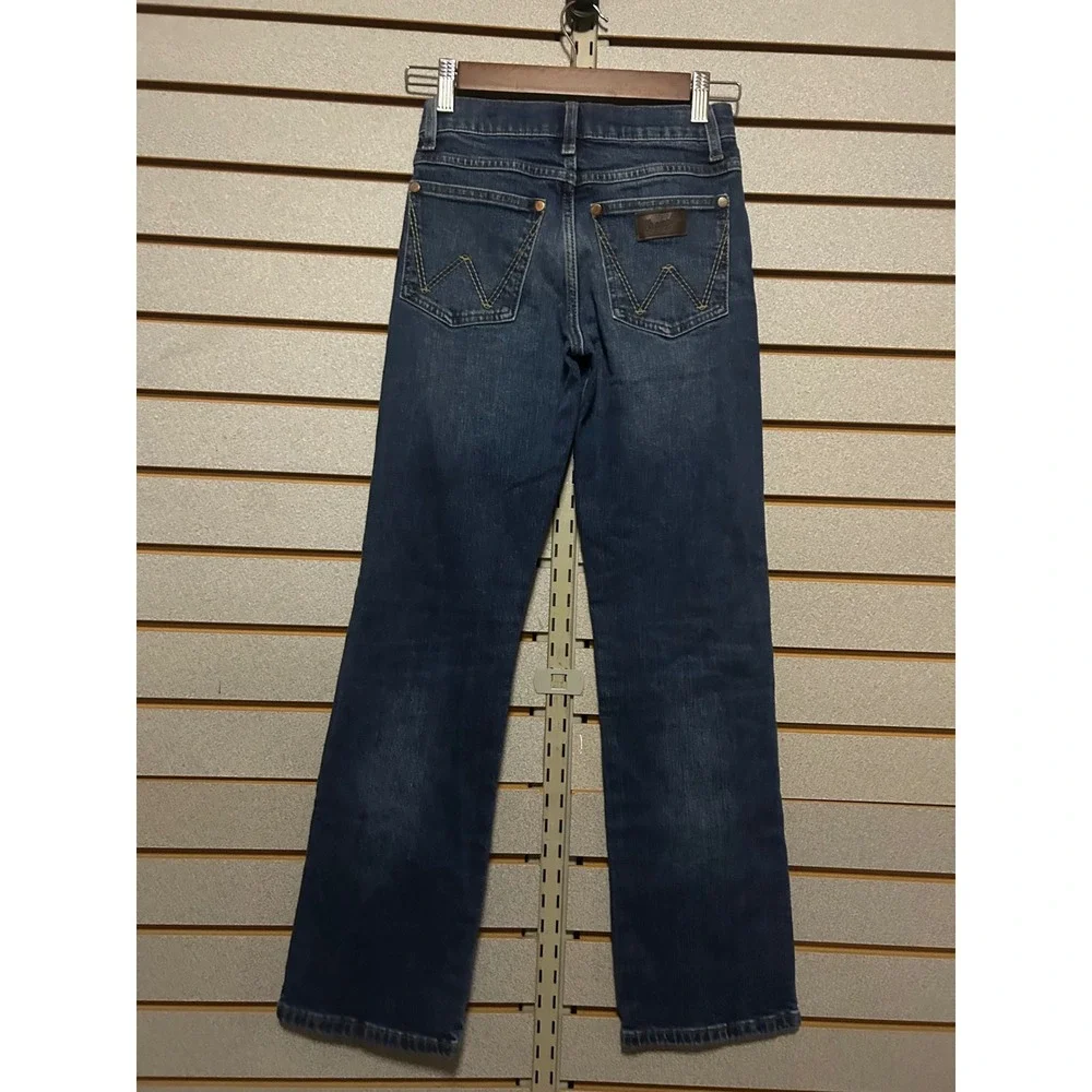 Wrangler Retro Boys Jeans 12 Slim Relaxed Boot Dark Wash Blue Western Cowboy